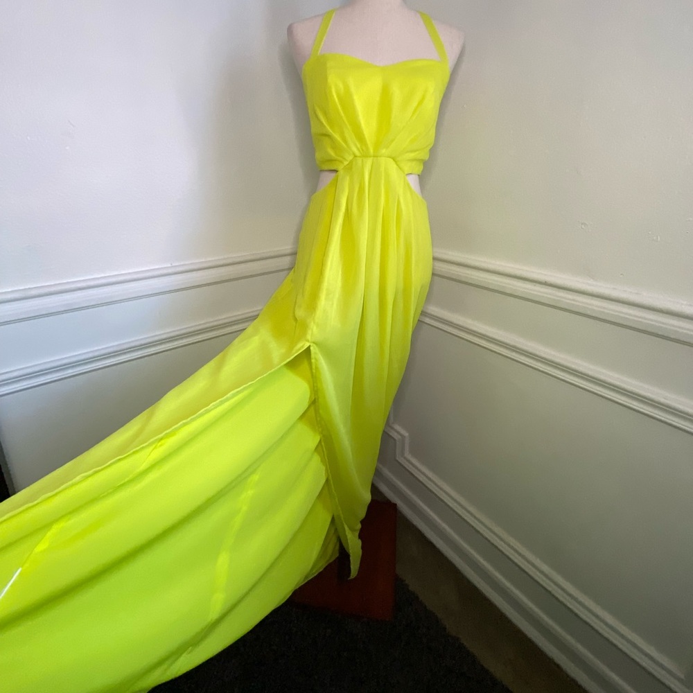 Maxi Cutout Flowy Dress With Cutouts BCBG BCBGeneration Neon Lime Green